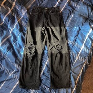 BRAND NEW WILD FABLE BLACK RIPPED WIDE LEG JEANS DISTRESSED HIGH WAISTED🫧